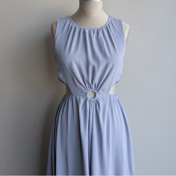 Blue Side Cut Out Midi Dress - Picture 4 of 7